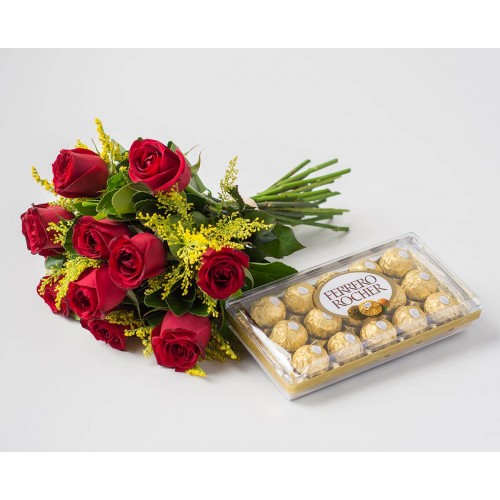 Buque 10 Rosas Vermelhas e Ferrero